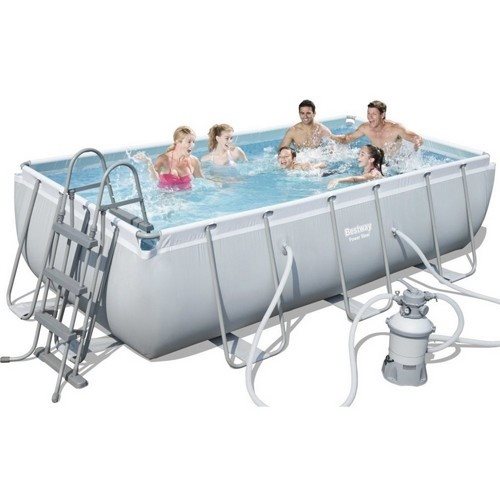 בריכת BEST WAY במידות 4.04X2.01X1.00 ס"מ מלבנית בצבע אפור בתוספת אוויזרים נלווים