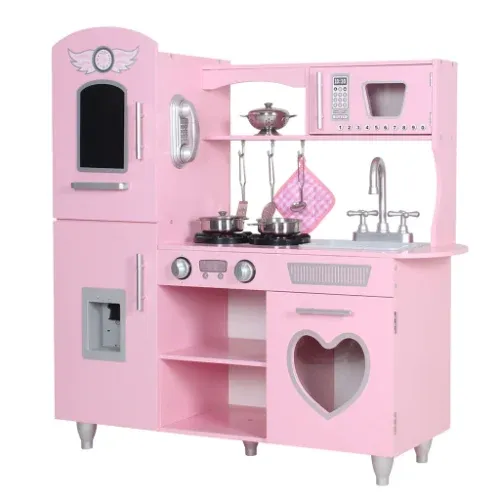 מטבח אלקטרוני מעץ עם מתקן מים , סט בישול מתכת