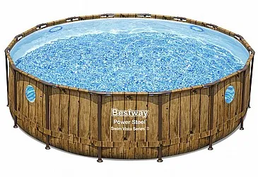 בריכת BESTWAY אולטרה דמוי עץ + 4 חלונות בנויים ,קוטר 488 עומק 122