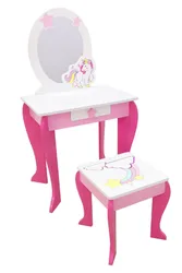 שולחן איפור וכסא מעץ