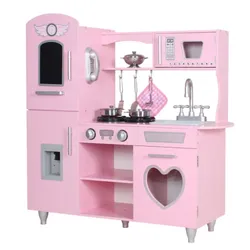 מטבח אלקטרוני מעץ עם מתקן מים , סט בישול מתכת